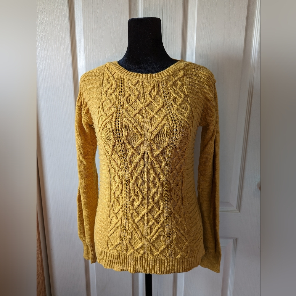 Mossimo Mustard Cable Knit Sweater, XSmall